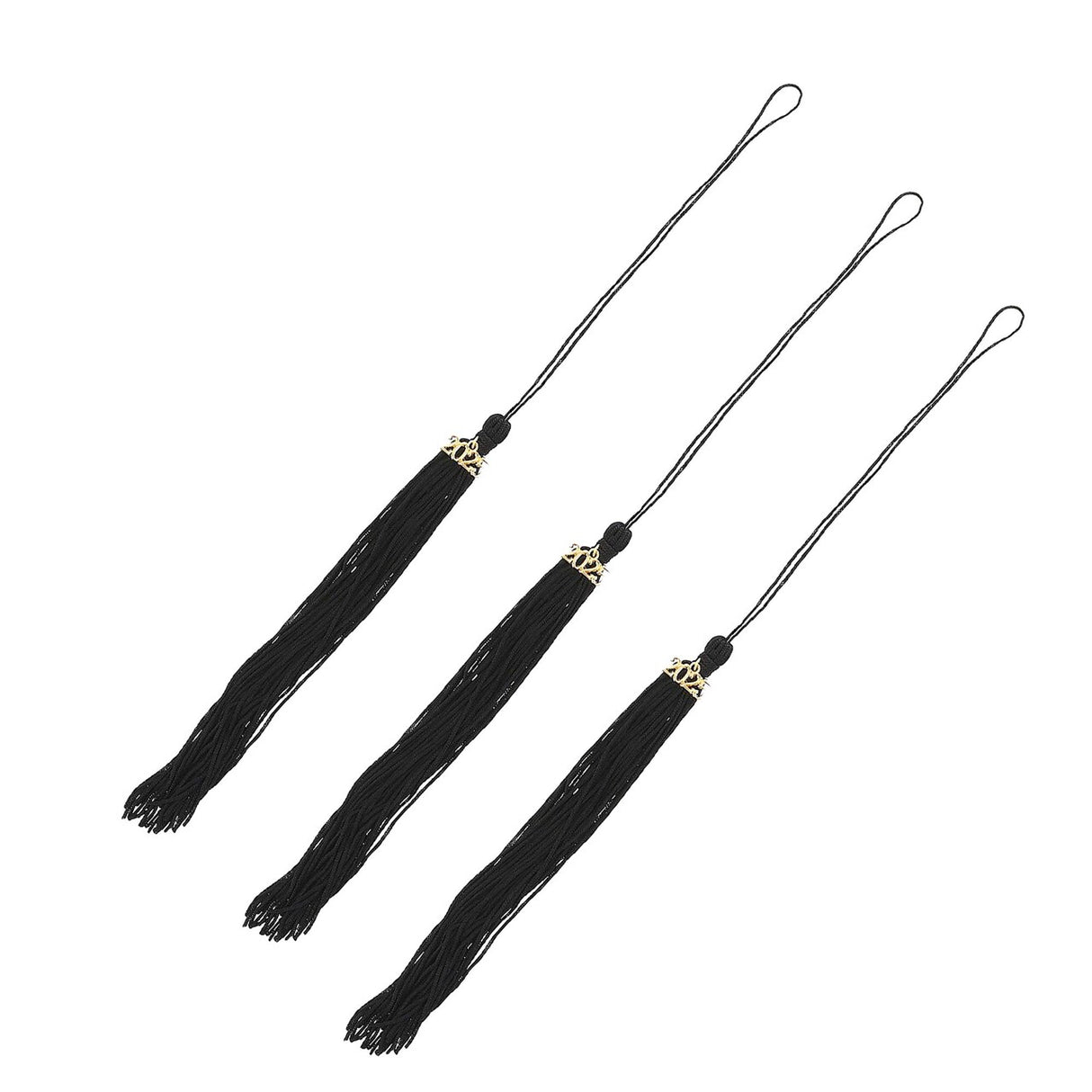 8" Black 2025 Polyester Graduate Mortarboard Tassels - 12 Pc.