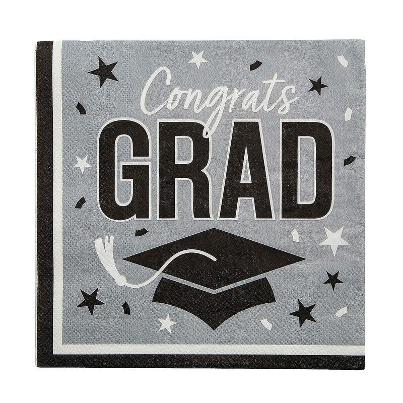 Orange Congrats Grad Luncheon Napkins 6.5 Inch Bulk 50 Count