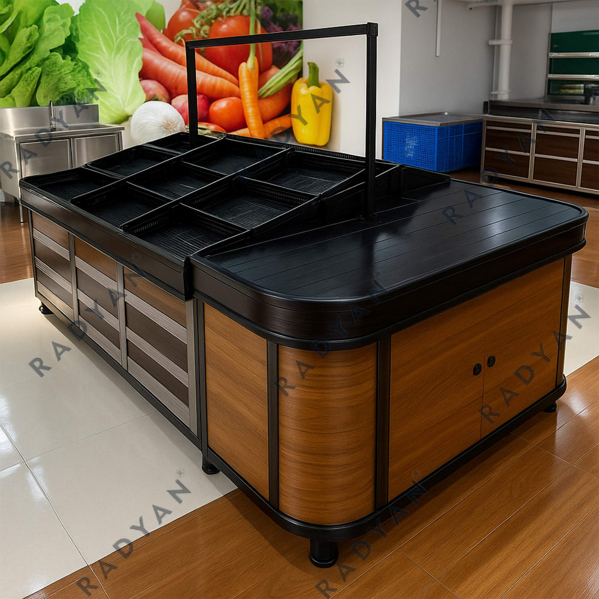 Aluminum alloy fruit and vegetable rack supermarket commercial installation