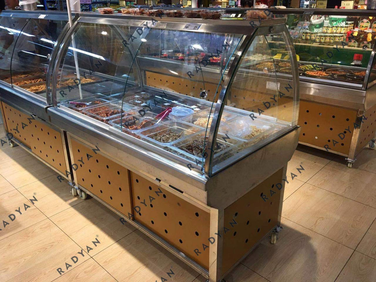 Supermarket pastry and cooked food processing and display equipment