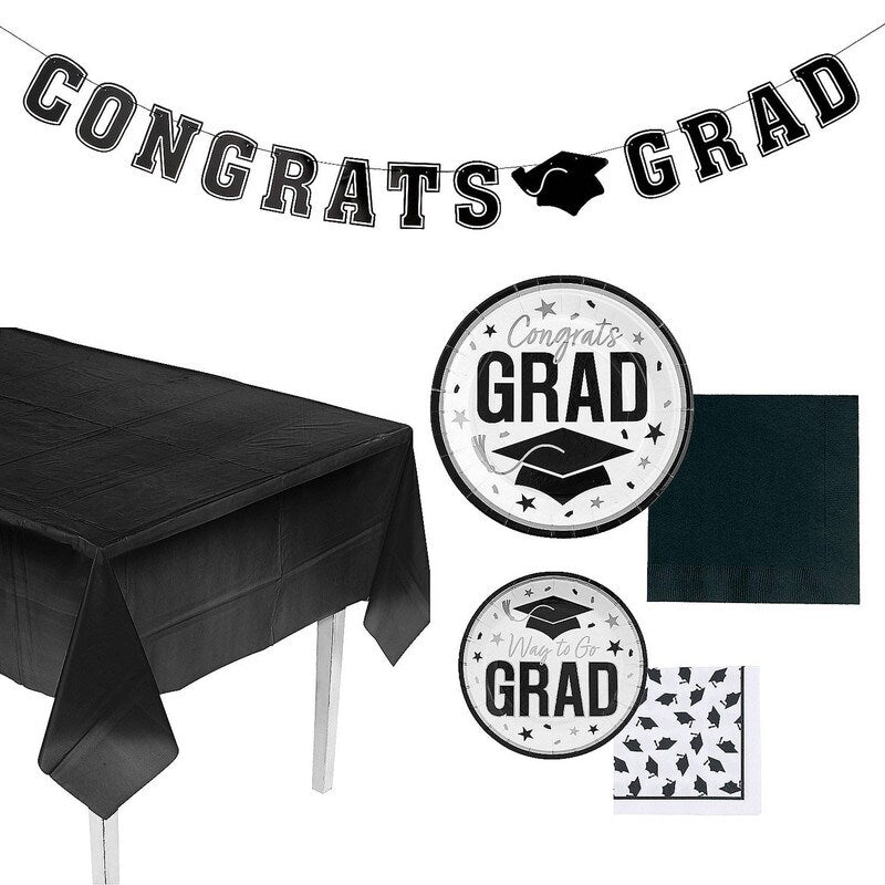 152 Pieces. Graduation Party Solid Color Disposable Tableware Kit for 25 Guests