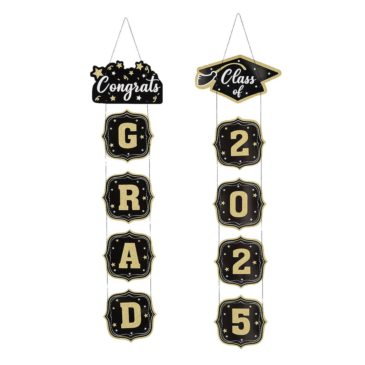 10 1/4" x 6 ft. 10" Congrats Grad Class of 2025 Cardstock Door Signs - 2 Pc.