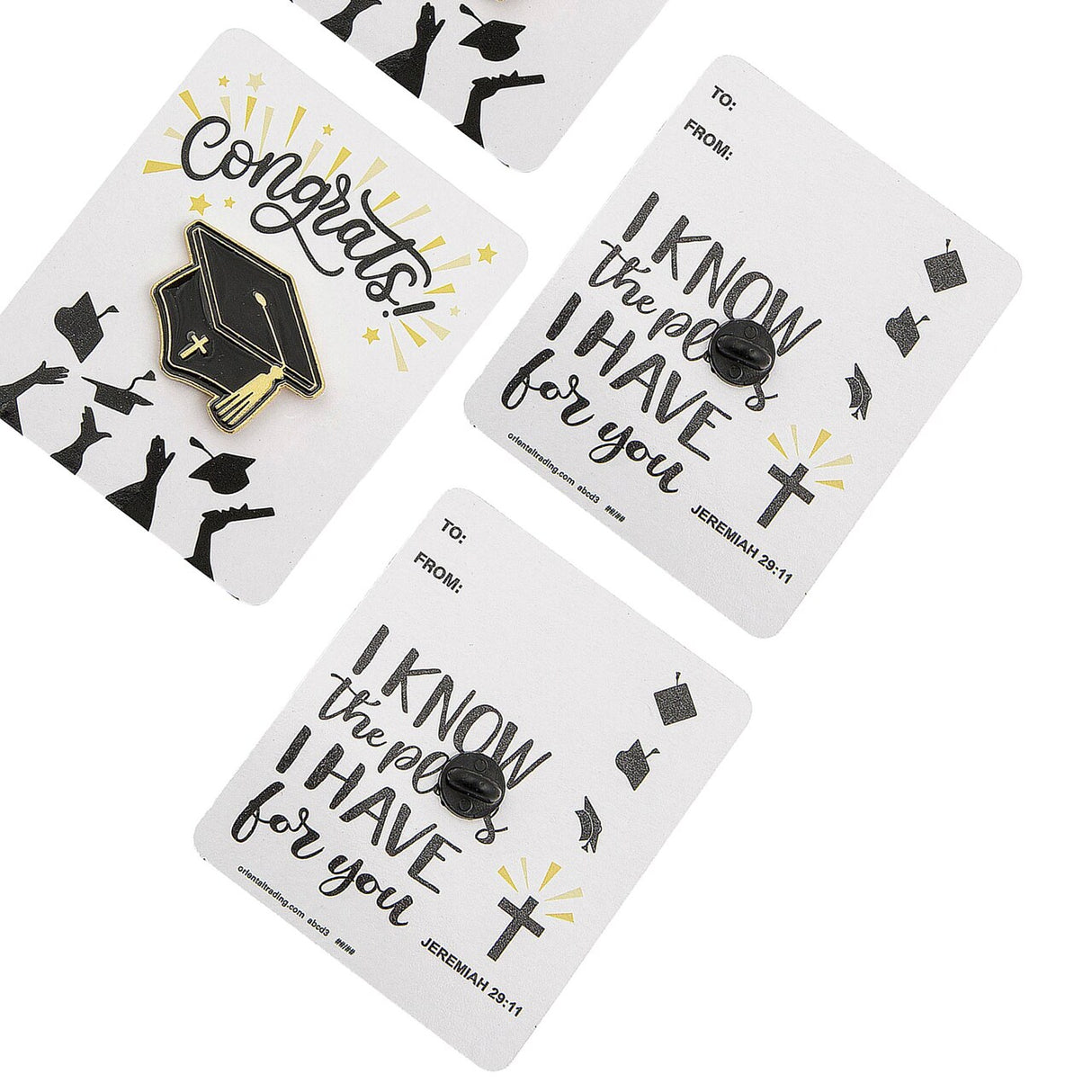 12 Pc. 1 1/4" x 1" Religious Graduate Mortarboard Enamel Pins on Card for 12