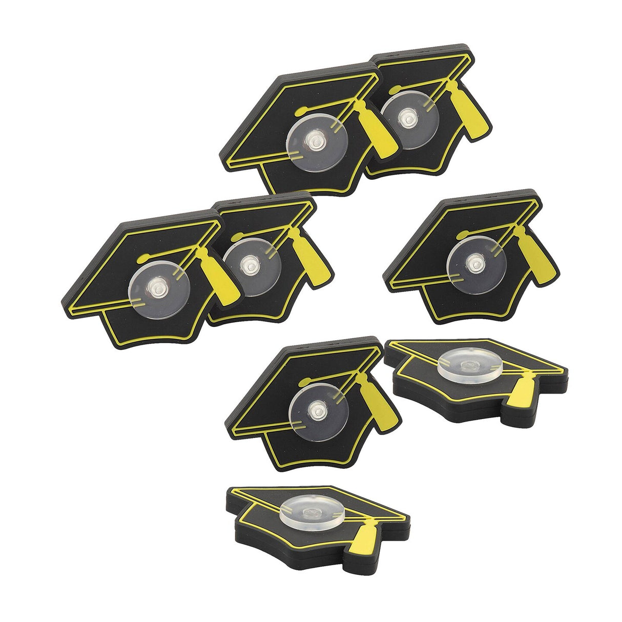 Black & Gold Graduation Cap Plastic Fidget Spinners 12 Pack 2.5" x 2"