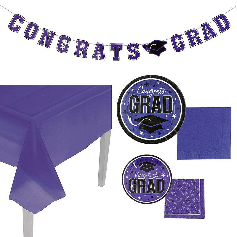 152 Pieces. Graduation Party Solid Color Disposable Tableware Kit for 25 Guests