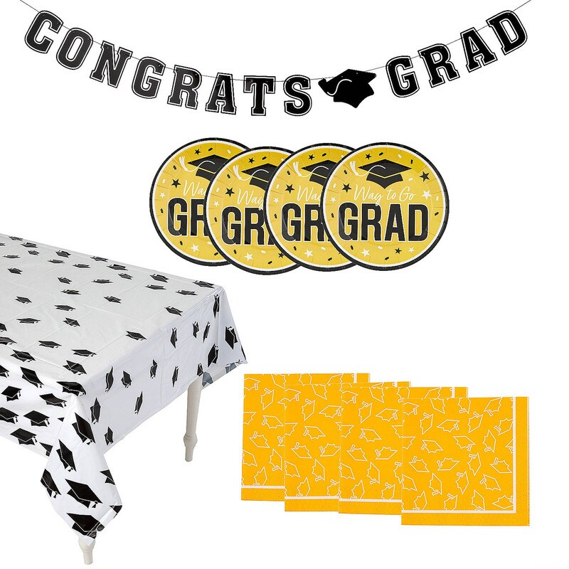 102 Piece Graduation Party Solid Color Dessert Disposable Tableware Kit for 50 Guests