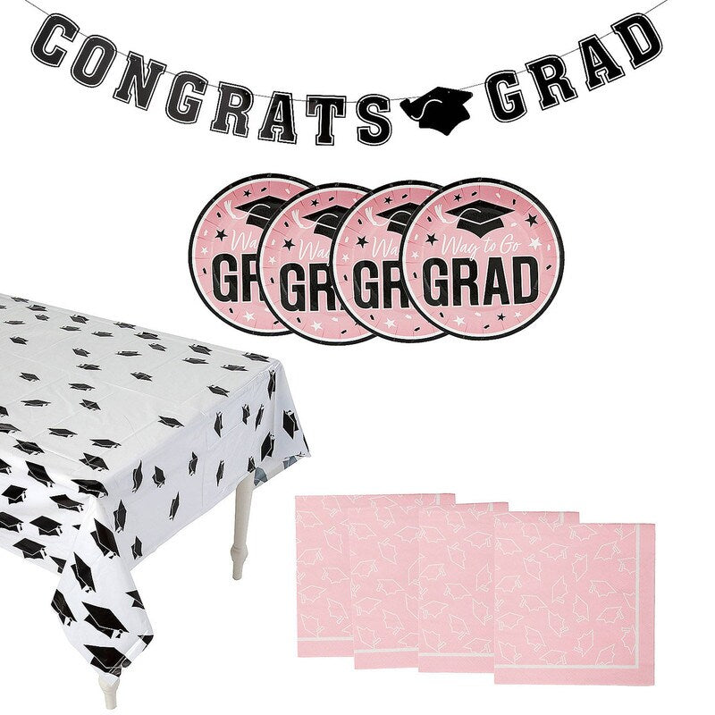 102 Pieces Graduation Party Burgundy Dessert Disposable Tableware Kit for 50 Guests