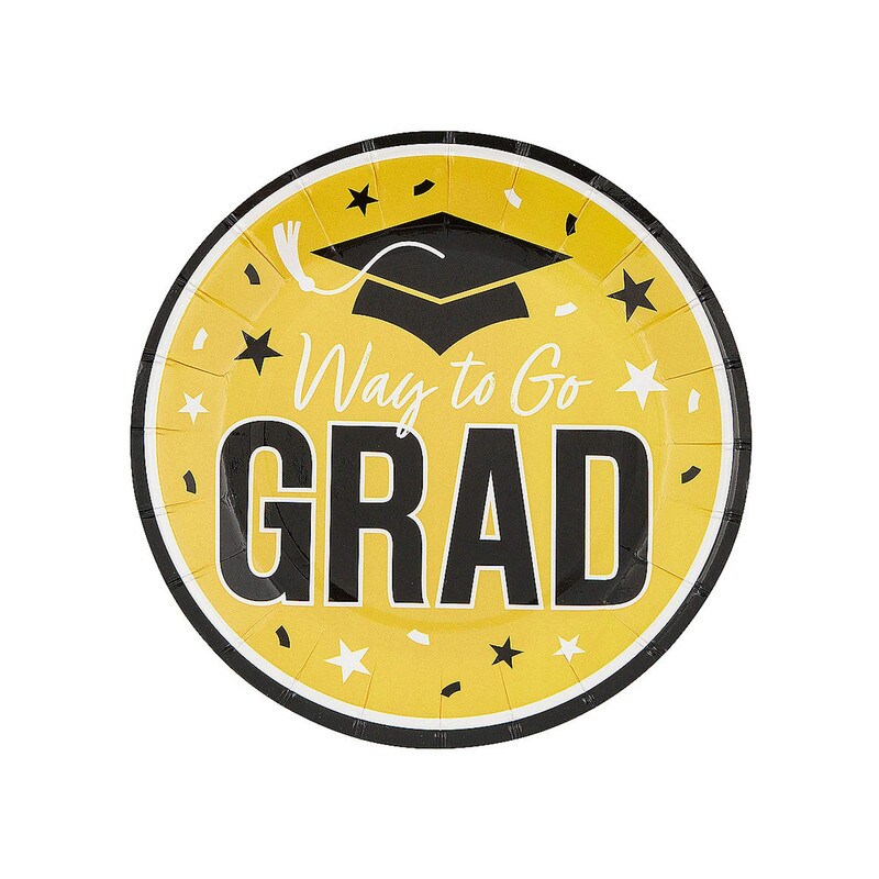 7 1/4" Way to Go Grad Disposable Paper Dessert Plates 25 Count