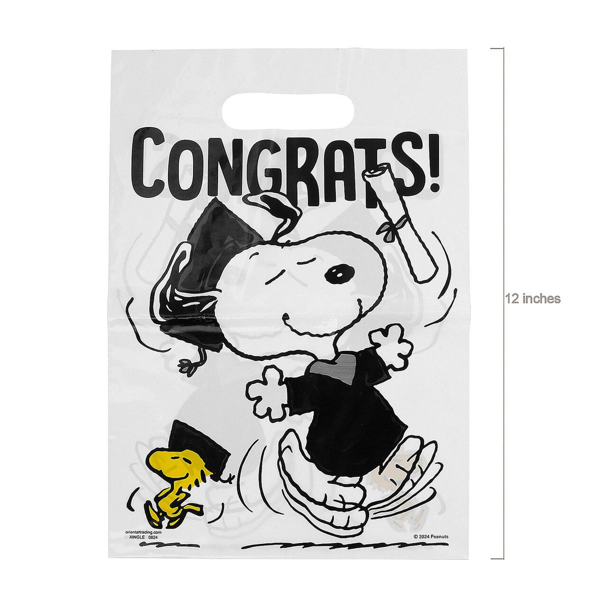 9 1/4" Peanuts® Snoopy Graduate Plastic Goody Bags - 12 Pc.