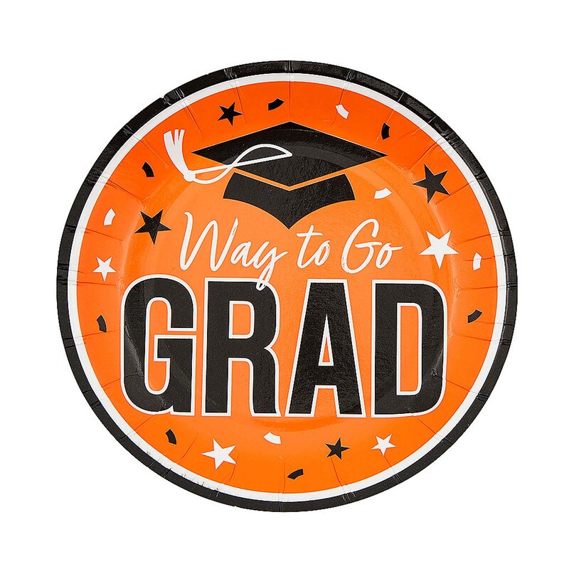7 1/4" Way to Go Grad Disposable Paper Dessert Plates 25 Count