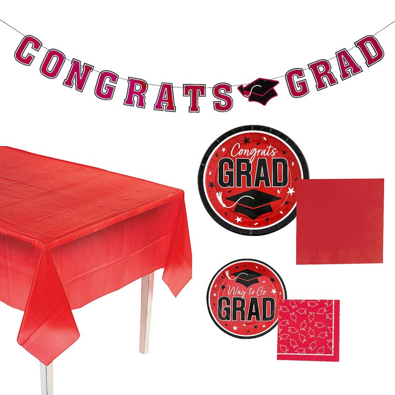 152 Pieces. Graduation Party Solid Color Disposable Tableware Kit for 25 Guests
