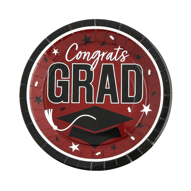 9" Graduation Party Congrats Grad Round Paper Dinner Plates 25 Count