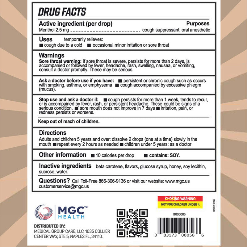 MGC Health Vanilla Honey Cough Drops 30ct Pack