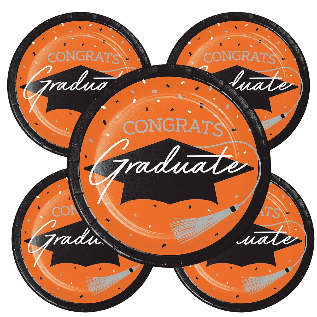 Creative Converting School Spirit Orange Graduation Dessert Paper Plates, 54 ct.