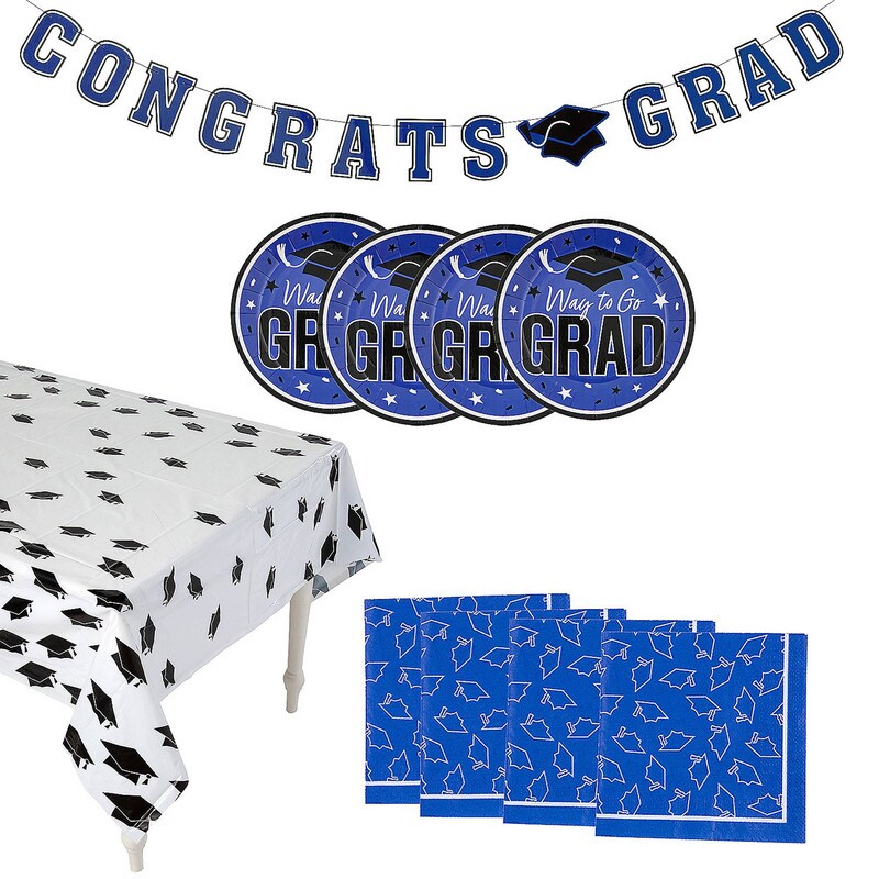 102 Piece Graduation Party Solid Color Dessert Disposable Tableware Kit for 50 Guests