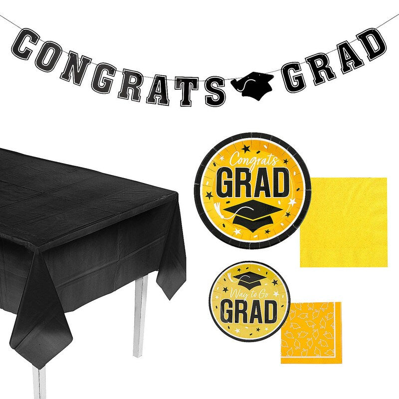 152 Pieces. Graduation Party Solid Color Disposable Tableware Kit for 25 Guests