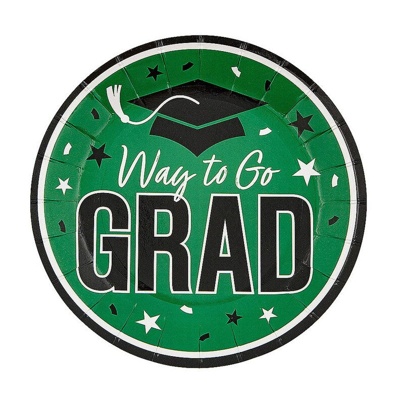 7 1/4" Way to Go Grad Disposable Paper Dessert Plates 25 Count