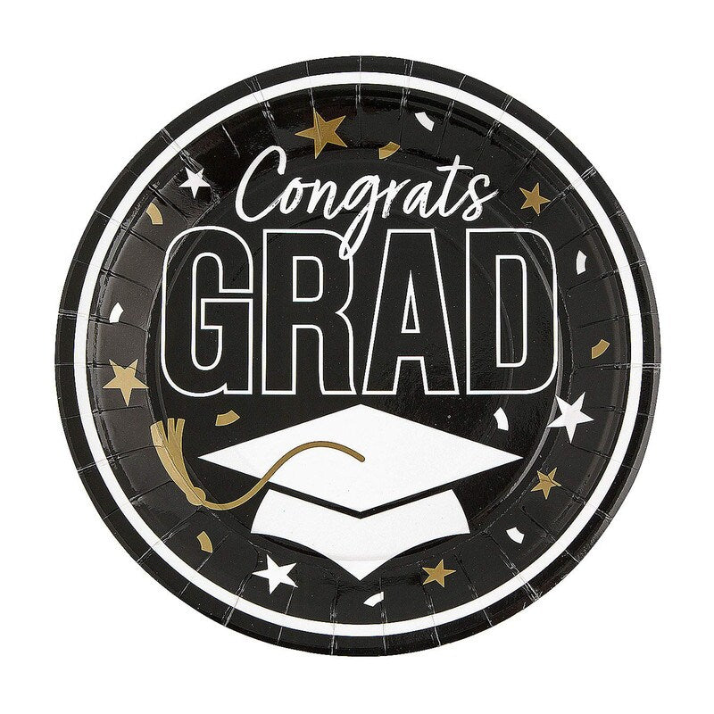 9" Graduation Party Congrats Grad Round Paper Dinner Plates 25 Count