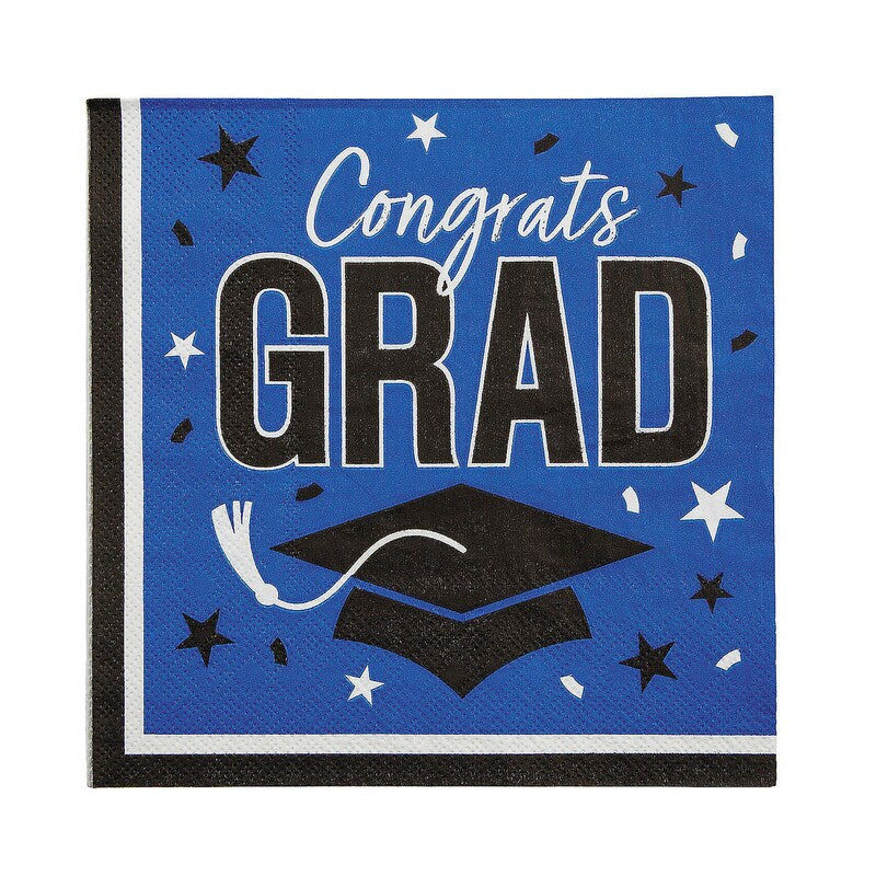 Orange Congrats Grad Luncheon Napkins 6.5 Inch Bulk 50 Count