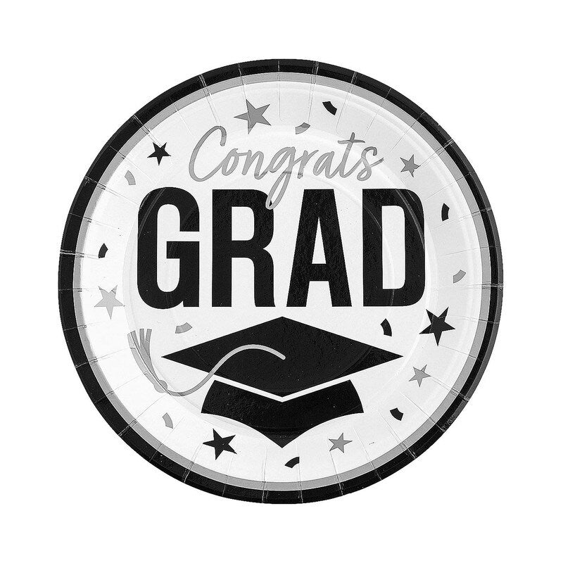9" Graduation Party Congrats Grad Round Paper Dinner Plates 25 Count