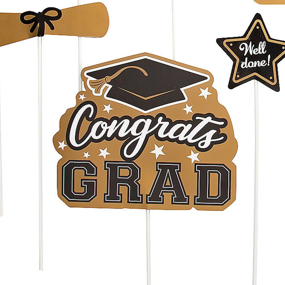 7" - 10" Graduation Class of 2025 Cardstock Centerpiece Sticks - 10 Pc.