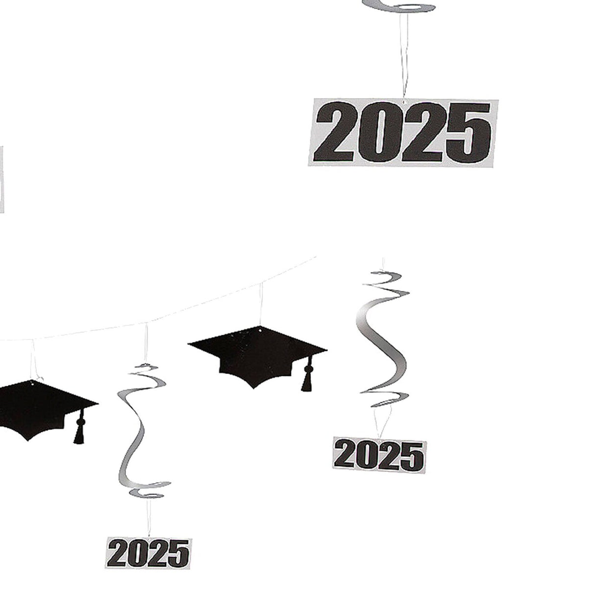 7 Ft. 2025 Graduation Cap & Hanging Swirls Ready-to-Hang Cardstock Garland