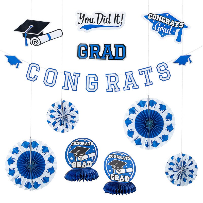 Green Congrats Grad Graduation Party Room Decorating Kit 11 Piece