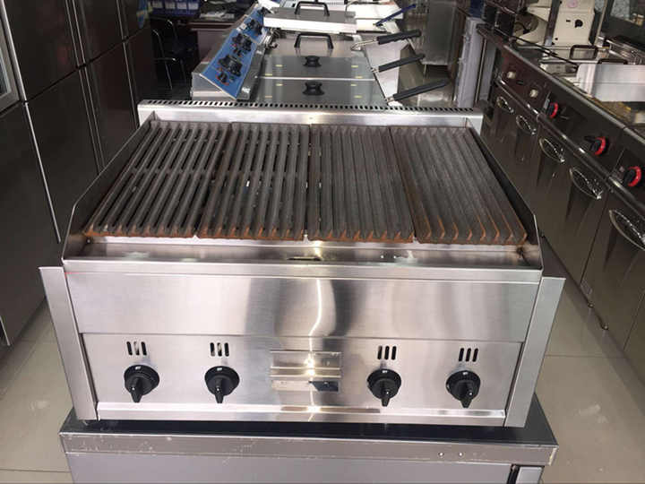 Lpg Volcanic Rock Lava Gas Pit Grill Bench Electric Commercial Striped Steaks Roaster Machine Fy-978