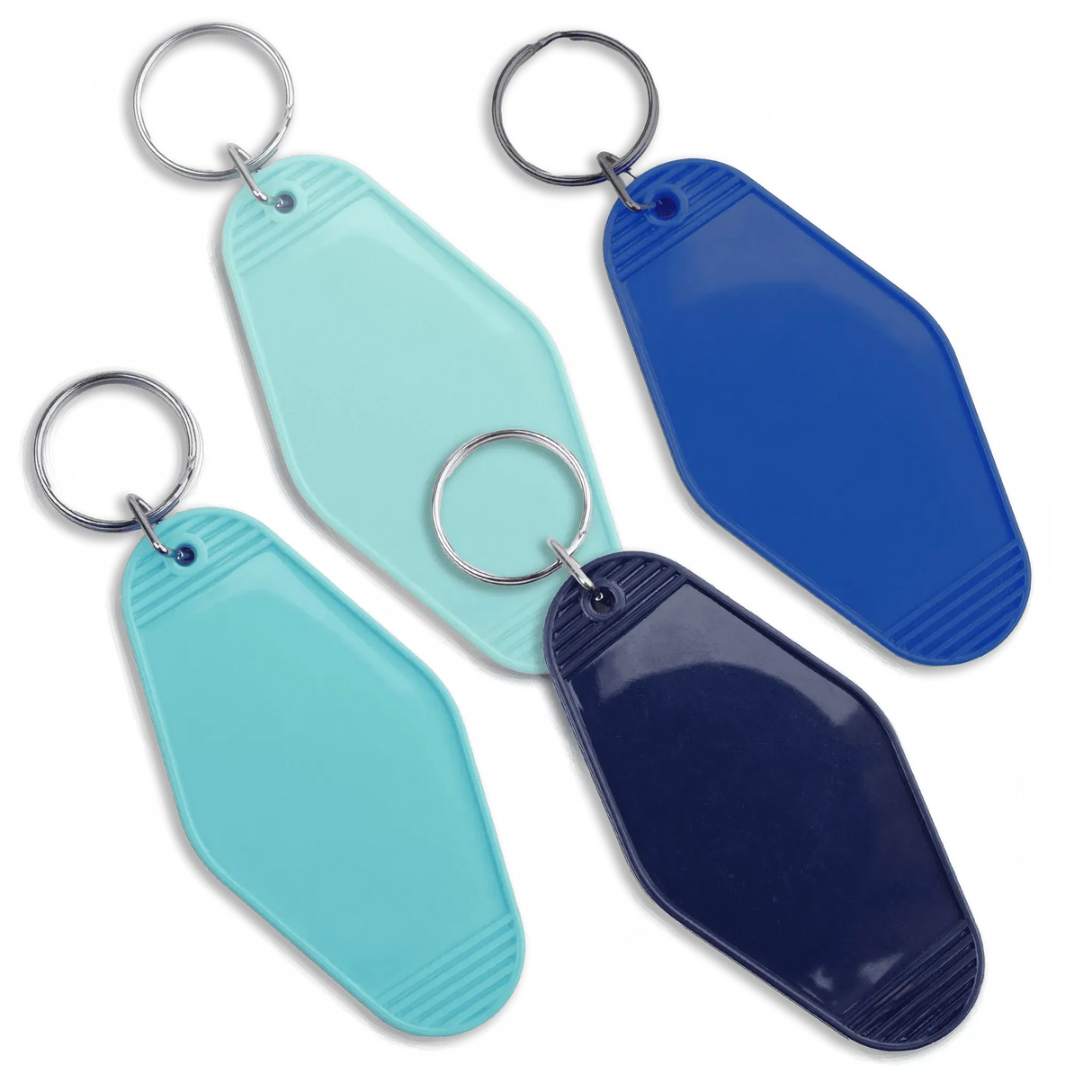 Retro Motel Keychain with Silver Ring - Royal Blue (4 per Set)