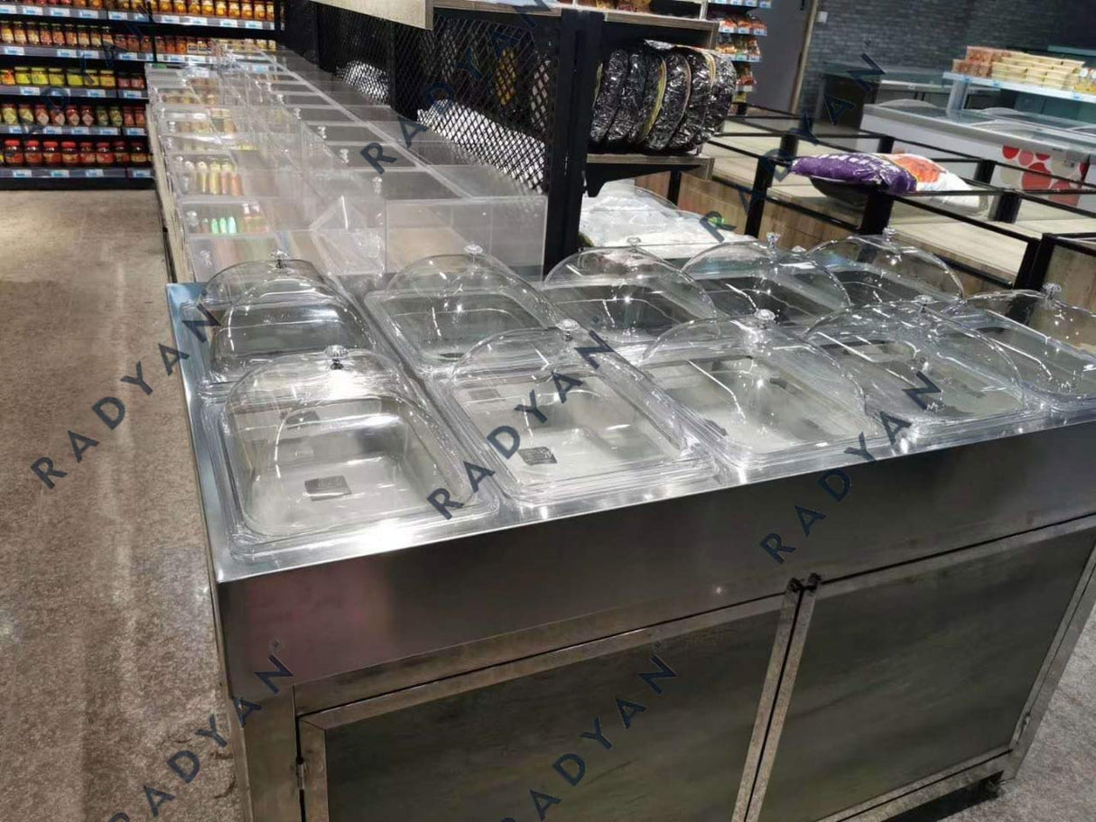 Room temperature refrigeration pickle rack for supermarket fresh food convenience store