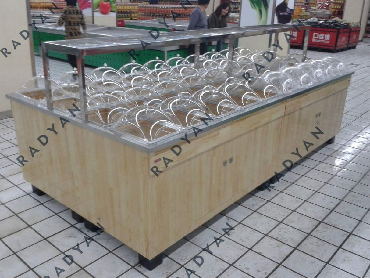 Room temperature refrigeration pickle rack for supermarket fresh food convenience store