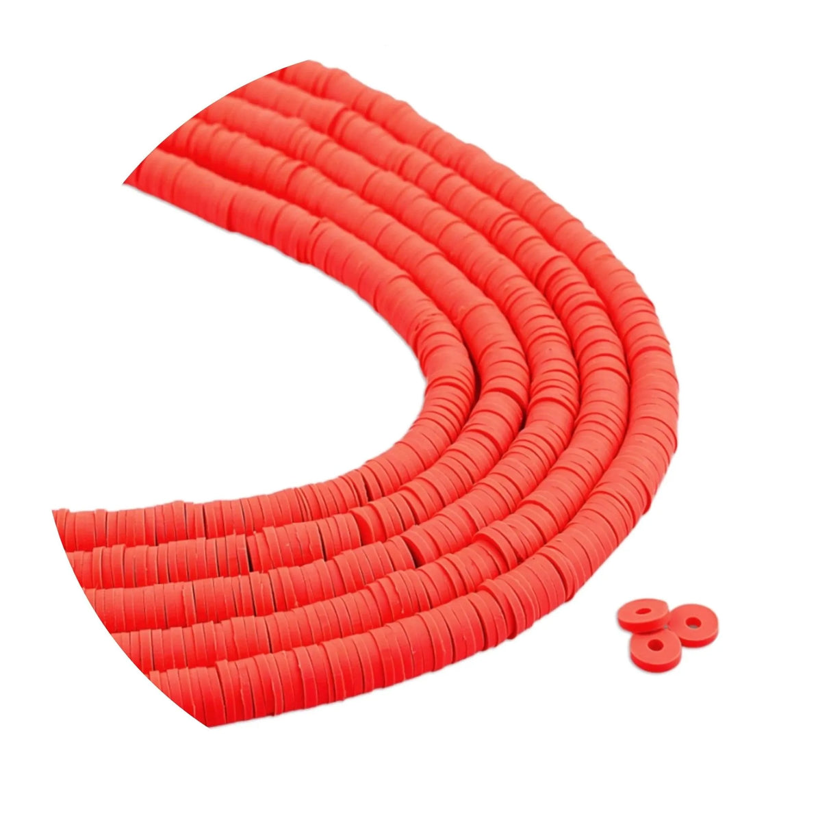 Heishi Polymer Clay Disc Beads 6mm - Bright Orange (3200 beads - 10 Strands 15")