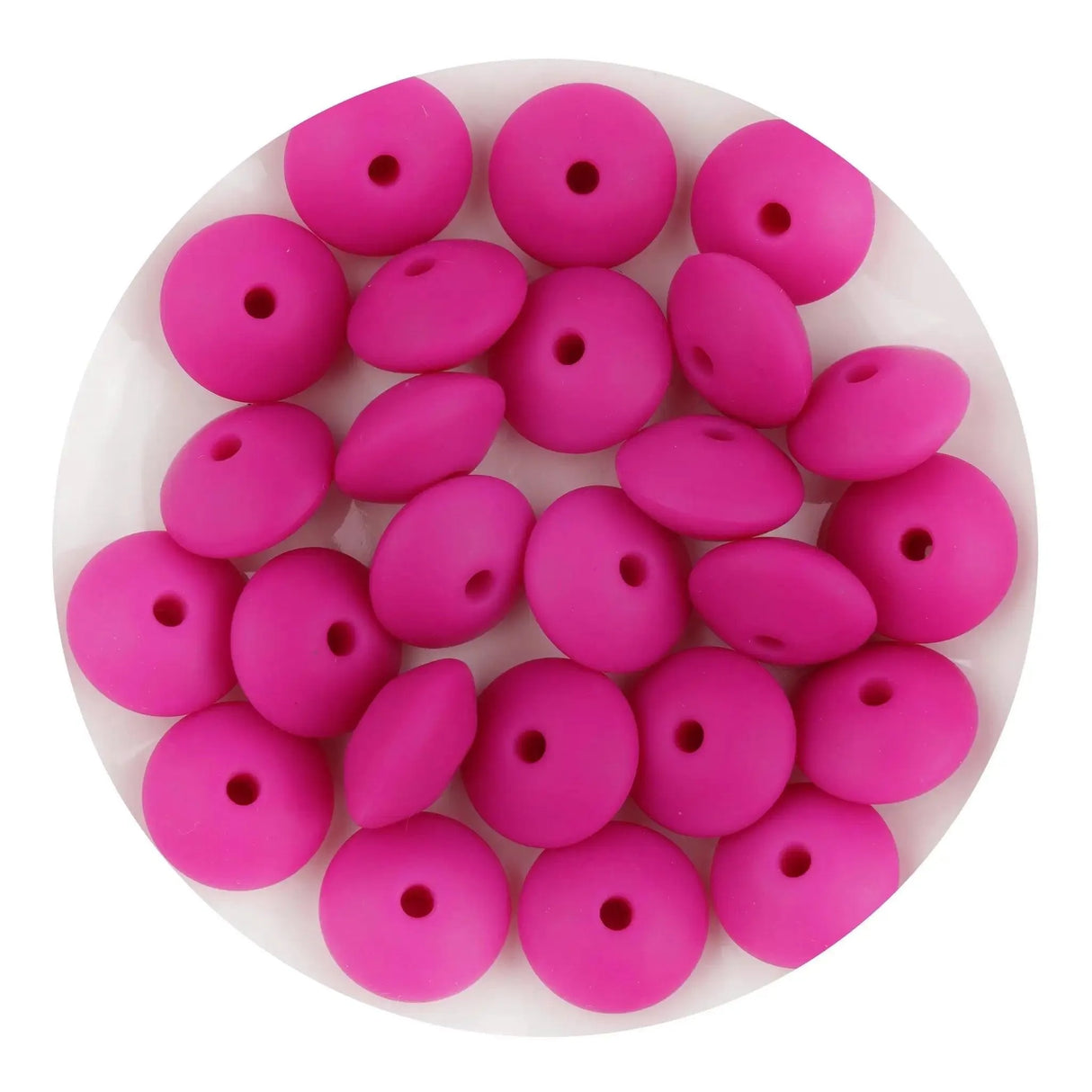 Silicone Bead Lentil Disc - Violet Red (5 Piece - 15mm)