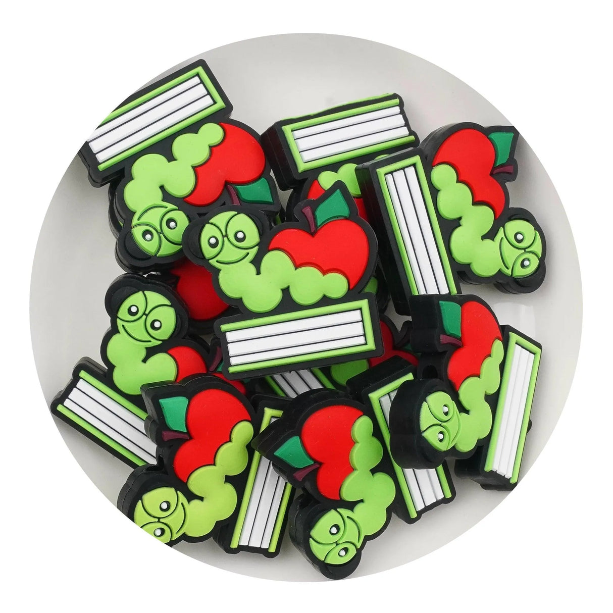 Silicone Focal Bead Bookworm - Green (5 Beads)