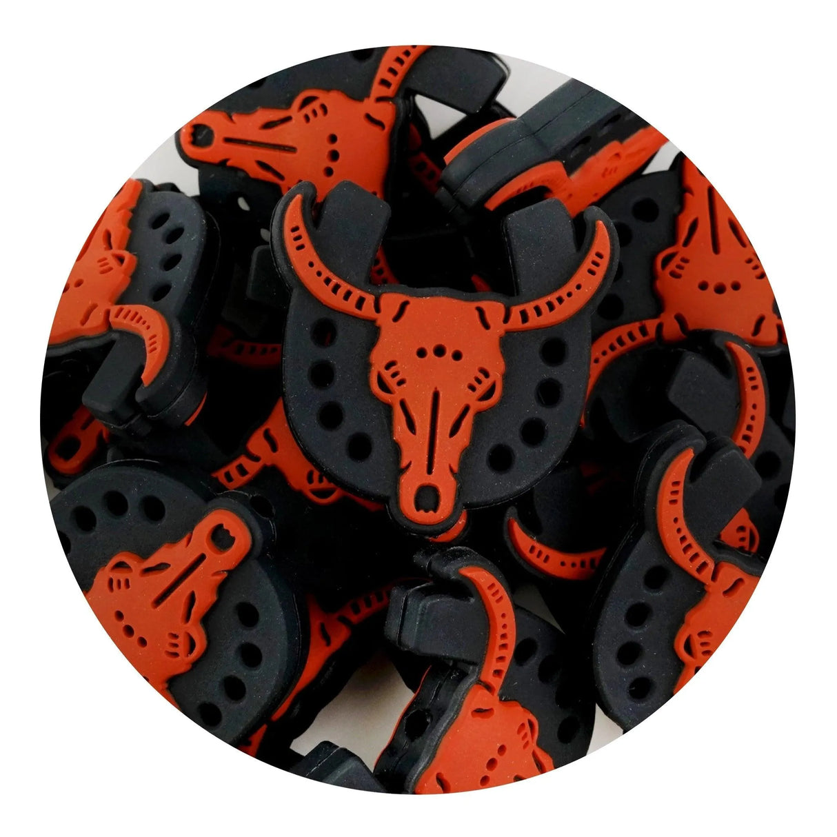 Silicone Focal Bead Cattle - Black (5 Beads)