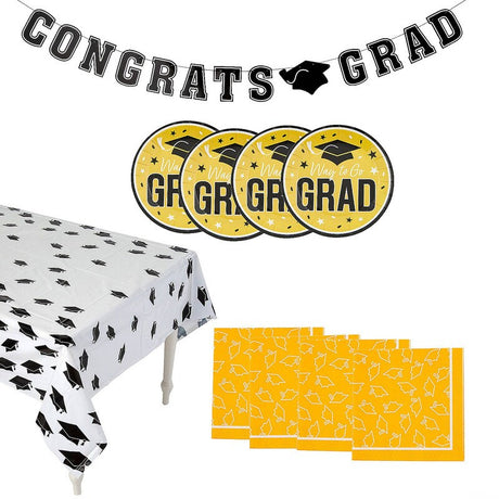102 Pieces Graduation Party Black Dessert Disposable Tableware Kit for 50 Guests
