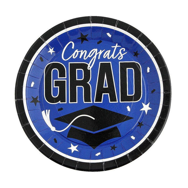 9" Graduation Party Congrats Grad Round Paper Dinner Plates 25 Count