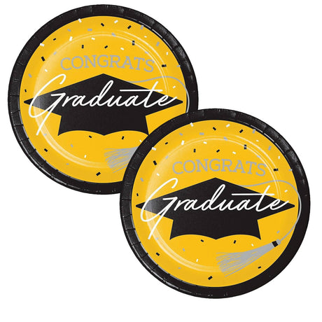 Creative Converting Yellow Graduation Dessert Plates – 54 Count