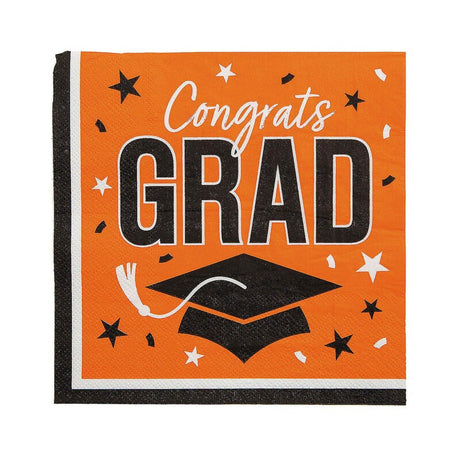 Congrats Grad Paper Luncheon Napkins 6.5 Inch Bulk 50 Count Graduation Party Supply