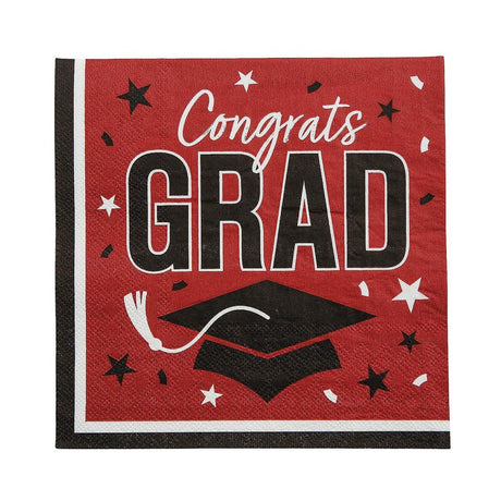 Orange Congrats Grad Luncheon Napkins 6.5 Inch Bulk 50 Count