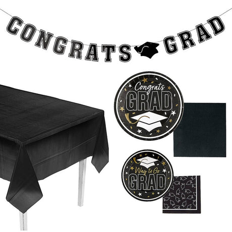 152 Pieces. Graduation Party Solid Color Disposable Tableware Kit for 25 Guests