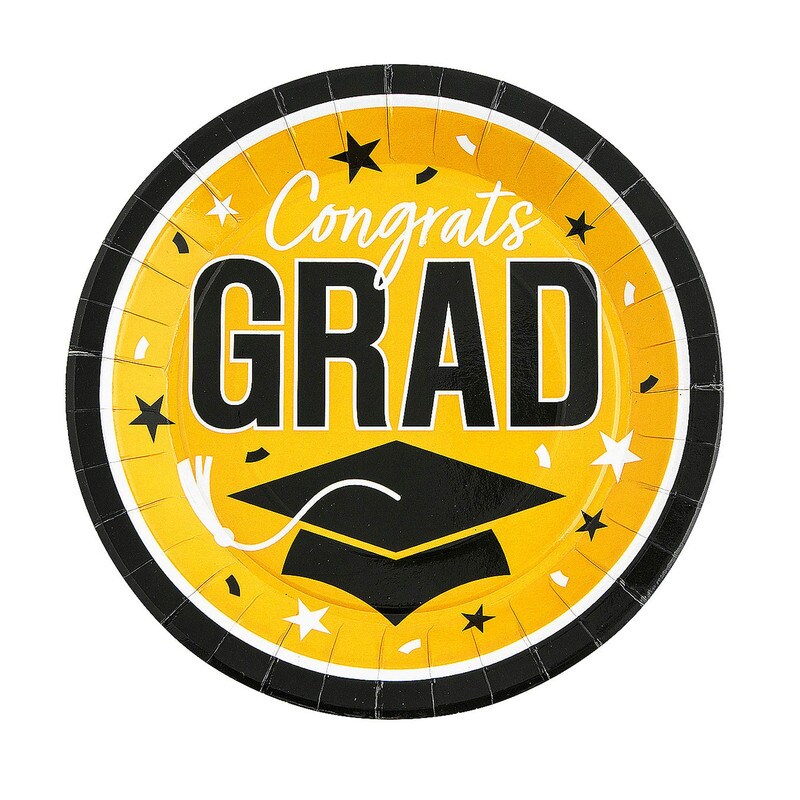 9" Graduation Party Congrats Grad Round Paper Dinner Plates 25 Count