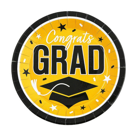 9" Graduation Party Congrats Grad Round Paper Dinner Plates 25 Count