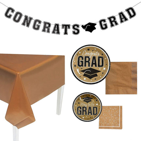 152-Piece Graduation Party Solid Color Disposable Tableware Kit for 25 Guests