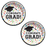8.5" Congrats Grad Round Paper Dinner Plates – 8ct