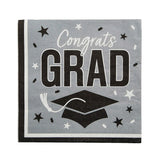 Congrats Grad Paper Luncheon Napkins 6.5 Inch Bulk 50 Count Graduation Party Supply