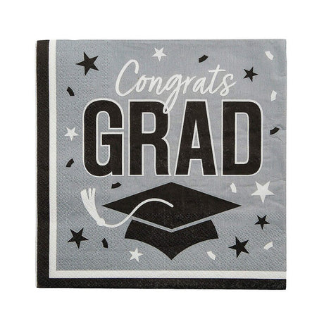 Congrats Grad Paper Luncheon Napkins 6.5 Inch Bulk 50 Count Graduation Party Supply