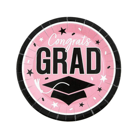 9" Congrats Grad Round Paper Dinner Plates 25 Count