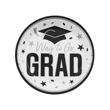7 1/4" Way to Go Grad Disposable Paper Dessert Plates 25 Count