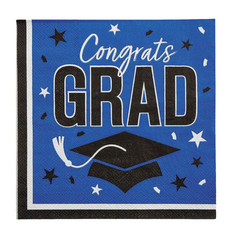 Congrats Grad Paper Luncheon Napkins 6.5 Inch Bulk 50 Count Graduation Party Supply